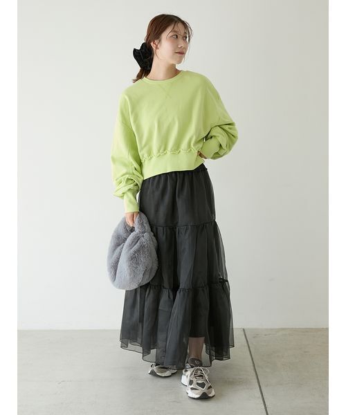 emmi（エミ）の「スウェットプルオーバー（スウェット・レディース・ライム/ダークネイビー/グレー・F）」の6枚目の写真