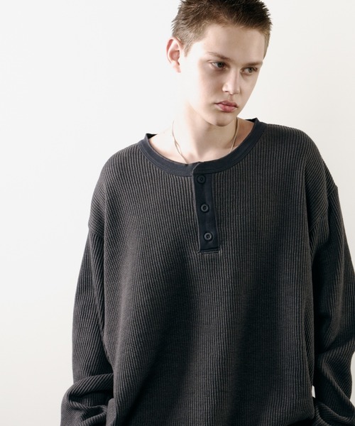 AIVER(アイバー)の「AIVER ヘビーワッフルモンスターL/S TEE(Tシャツ/カットソー・メンズ・チャコールグレー/ブラック・FREE)」の20枚目の写真