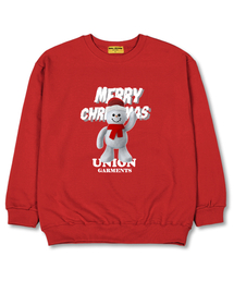 スノウマン オーバーサイズ スウェット クリスマスTシャツ [裏毛]レッド