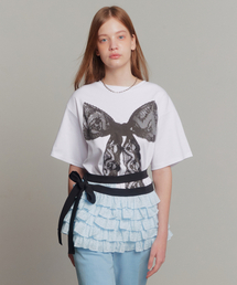 DEWEDEWE（デュイデュイ）の「Lace Print Top_White（Tシャツ/カットソー）」