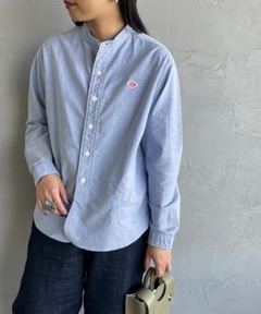 美品 ダントン デニムシャツ バンドカラー オックスシャツ 日本製 40 DANTON/ダントン] バンドカラー オックスフォードシャツ(無地)（シャツ