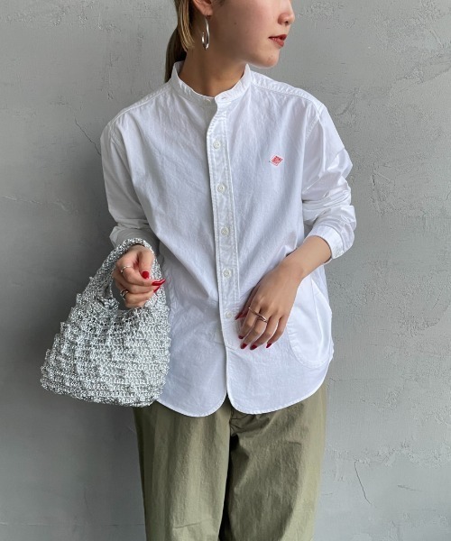 DANTON（ダントン）の「[DANTON/ダントン] バンドカラー オックスフォードシャツ(無地)（シャツ/ブラウス・レディース・ライトベージュ/ホワイト/ブルー・36/34/38）」の9枚目の写真