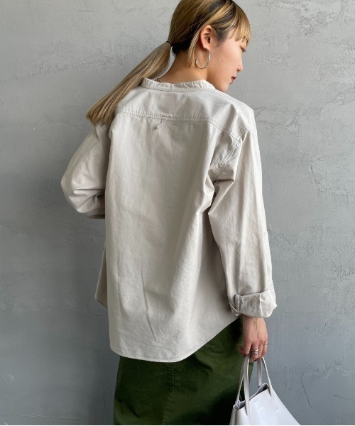 WEB先行予約】[DANTON/ダントン] バンドカラー オックスフォードシャツ