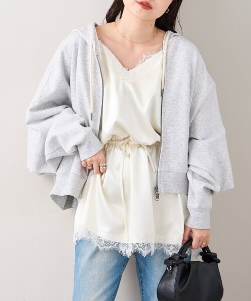 CIAOPANIC TYPY（チャオパニックティピー）の「サテンレースウエストドロストキャミチュニック（チュニック・レディース・ブラック/サックスブルー/オフホワイト・ONE SIZE）」の5枚目の写真