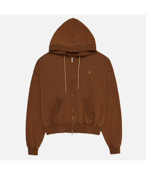 CONY(コール アウト ニューイヤー)の「WASHED RUFFLE HOODIE ZIP-UP / BROWN(パーカー・レディース・その他・OS)」の1枚目の写真