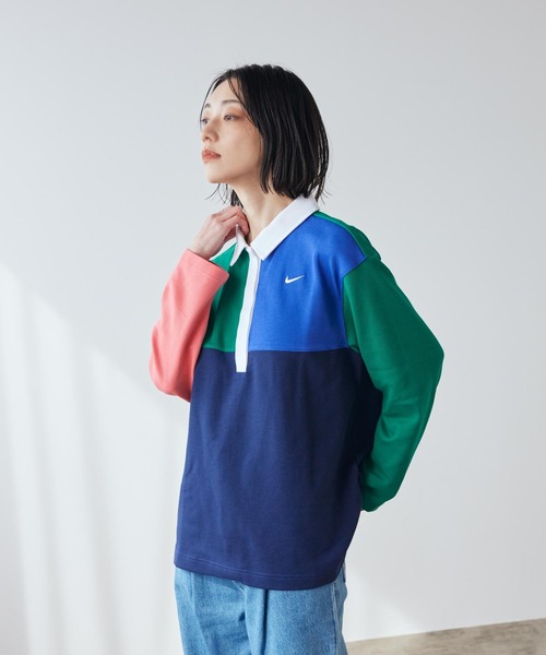 NIKE（ナイキ）の「ナイキ スポーツウェア ウィメンズ オーバーサイズド ロングスリーブ ポロ / Nike Sportswear Women's Oversized Long-Sleeve Polo IF0358-365 Malachite（ポロシャツ・レディース・グリーン系その他2・L/M/S/XS/XL）」の3枚目の写真