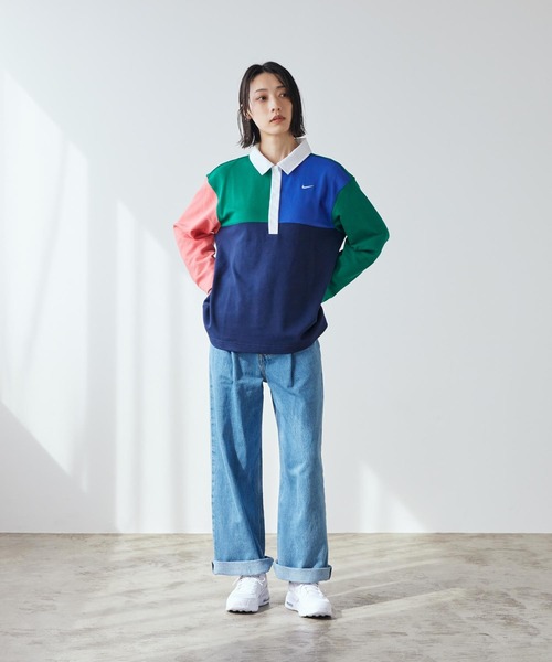 NIKE（ナイキ）の「ナイキ スポーツウェア ウィメンズ オーバーサイズド ロングスリーブ ポロ / Nike Sportswear Women's Oversized Long-Sleeve Polo IF0358-365 Malachite（ポロシャツ・レディース・グリーン系その他2・L/M/S/XS/XL）」の5枚目の写真