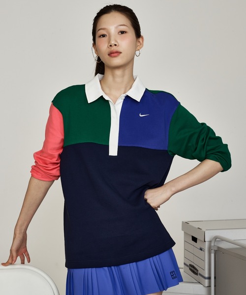 NIKE（ナイキ）の「ナイキ スポーツウェア ウィメンズ オーバーサイズド ロングスリーブ ポロ / Nike Sportswear Women's Oversized Long-Sleeve Polo IF0358-365 Malachite（ポロシャツ・レディース・グリーン系その他2・L/M/S/XS/XL）」の8枚目の写真