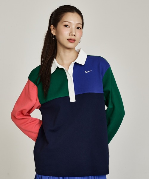 NIKE（ナイキ）の「ナイキ スポーツウェア ウィメンズ オーバーサイズド ロングスリーブ ポロ / Nike Sportswear Women's Oversized Long-Sleeve Polo IF0358-365 Malachite（ポロシャツ・レディース・グリーン系その他2・L/M/S/XS/XL）」の9枚目の写真
