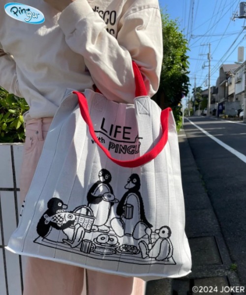 KNT365(ケイエヌティサンロクゴ)の「Mam PINGU(トートバッグ・レディース・ライトブルー・FREE)」の4枚目の写真