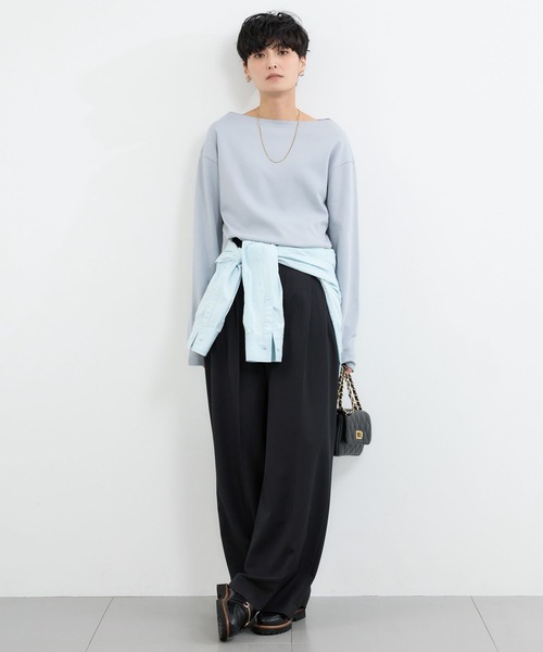 BARNYARDSTORM（バンヤードストーム）の「BARNYARDSTORM / ボートネックロンＴ / マシンウォッシャブル（Tシャツ/カットソー・レディース・ライトグレー/ホワイト/ブラウン・M/S）」の9枚目の写真