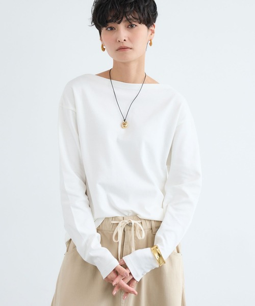 BARNYARDSTORM（バンヤードストーム）の「BARNYARDSTORM / ボートネックロンＴ / マシンウォッシャブル（Tシャツ/カットソー・レディース・ライトグレー/ホワイト/ブラウン・M/S）」の13枚目の写真