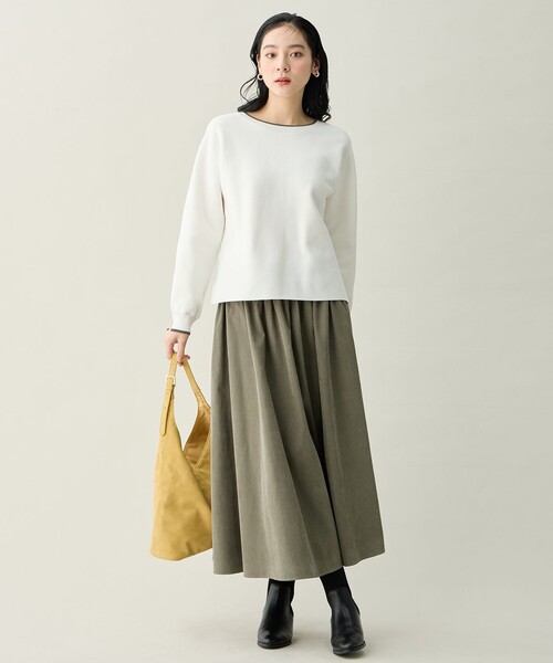 セール】【2SET】バイカラーニット×スエードライクスカートセット