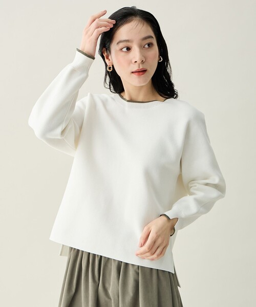 セール】【2SET】バイカラーニット×スエードライクスカートセット