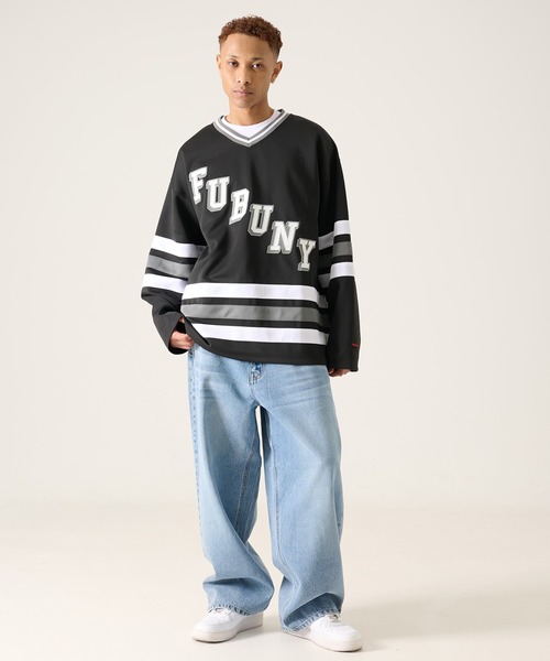 FUBU( フブ)の「FUBU フブ ブランド Hockey Jersey Shirt / ホッケーシャツ ナンバリング ゲームシャツ(Tシャツ/カットソー・メンズ・ダークブルー/ホワイト/ブラック・M/L/XL/XXL)」の7枚目の写真