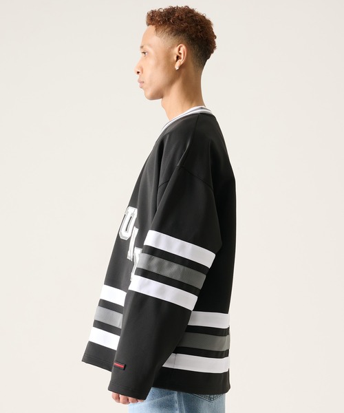 FUBU( フブ)の「FUBU フブ ブランド Hockey Jersey Shirt / ホッケーシャツ ナンバリング ゲームシャツ(Tシャツ/カットソー・メンズ・ダークブルー/ホワイト/ブラック・M/L/XL/XXL)」の5枚目の写真