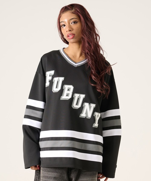 FUBU( フブ)の「FUBU フブ ブランド Hockey Jersey Shirt / ホッケーシャツ ナンバリング ゲームシャツ(Tシャツ/カットソー・メンズ・ダークブルー/ホワイト/ブラック・M/L/XL/XXL)」の9枚目の写真