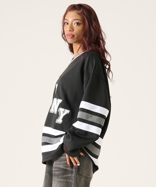 FUBU( フブ)の「FUBU フブ ブランド Hockey Jersey Shirt / ホッケーシャツ ナンバリング ゲームシャツ(Tシャツ/カットソー・メンズ・ダークブルー/ホワイト/ブラック・M/L/XL/XXL)」の11枚目の写真
