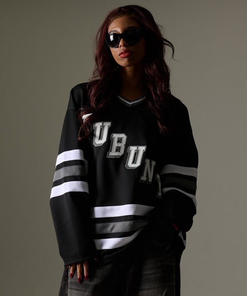 FUBU( フブ)の「FUBU フブ ブランド Hockey Jersey Shirt / ホッケーシャツ ナンバリング ゲームシャツ(Tシャツ/カットソー・メンズ・ダークブルー/ホワイト/ブラック・M/L/XL/XXL)」の8枚目の写真