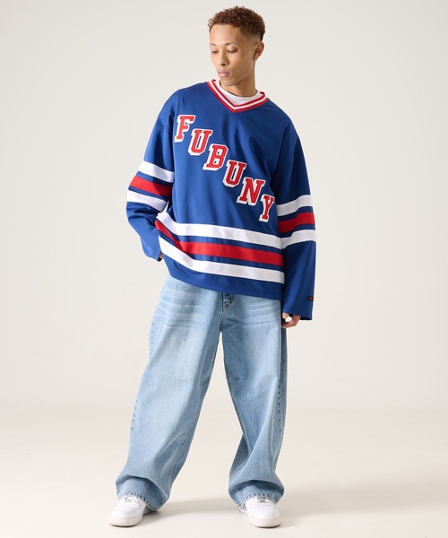 FUBU( フブ)の「FUBU フブ ブランド Hockey Jersey Shirt / ホッケーシャツ ナンバリング ゲームシャツ(Tシャツ/カットソー・メンズ・ダークブルー/ホワイト/ブラック・M/L/XL/XXL)」の18枚目の写真