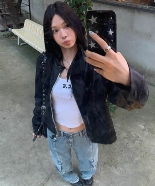 ViViDAY(ビビデー)の「フェイクレザージャケット(ライダースジャケット・レディース・ブラック・M)」の11枚目の写真