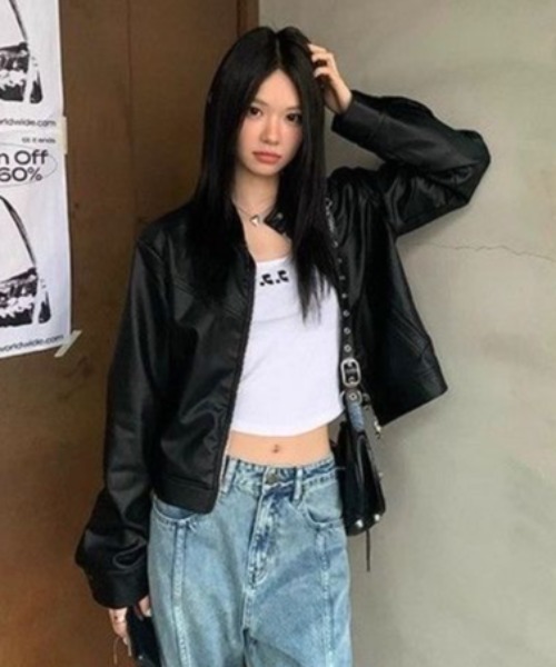 ViViDAY(ビビデー)の「フェイクレザージャケット(ライダースジャケット・レディース・ブラック・M)」の13枚目の写真