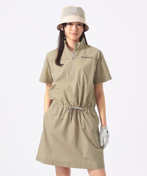 BEAMS GOLF（ビームスゴルフ）の「ORANGE LABEL / ストレッチ ハーフジップ 撥水ワンピース（ワンピース・レディース・ベージュ/ネイビー・MEDIUM/LARGE/SMALL）」の2枚目の写真