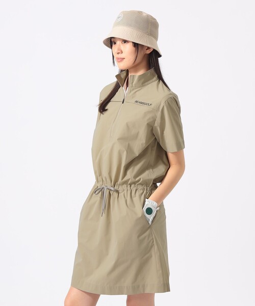 BEAMS GOLF（ビームスゴルフ）の「ORANGE LABEL / ストレッチ ハーフジップ 撥水ワンピース（ワンピース・レディース・ベージュ/ネイビー・MEDIUM/LARGE/SMALL）」の4枚目の写真