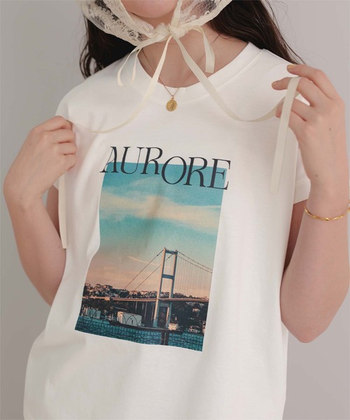 titivate(ティティベイト)の「汗染み防止フォトプリントフレンチスリーブトップス(Tシャツ/カットソー・レディース・ホワイト系その他/ホワイト/グレイッシュベージュ/チャコール/グレー・FREE)」の6枚目の写真