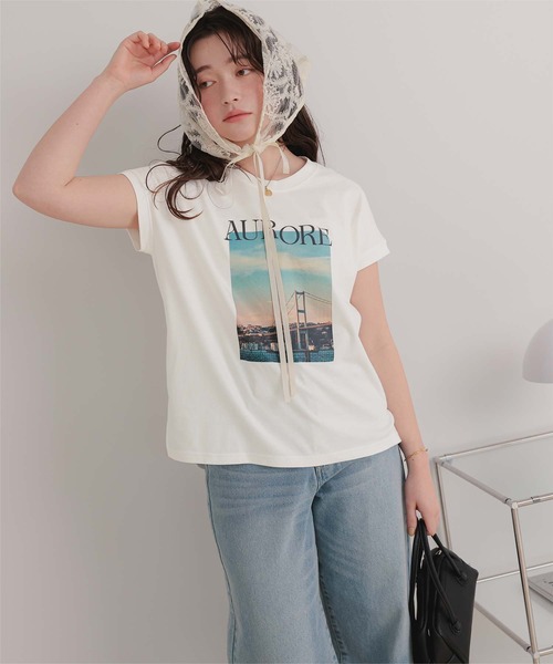titivate(ティティベイト)の「汗染み防止フォトプリントフレンチスリーブトップス(Tシャツ/カットソー・レディース・ホワイト系その他/ホワイト/グレイッシュベージュ/チャコール/グレー・FREE)」の7枚目の写真