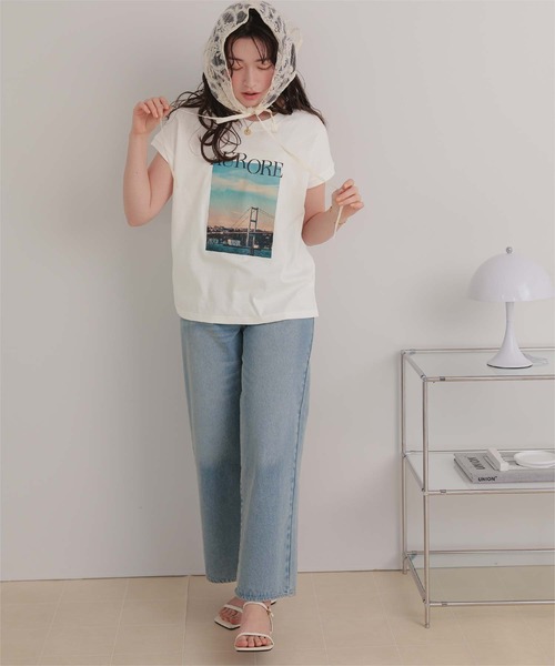 titivate(ティティベイト)の「汗染み防止フォトプリントフレンチスリーブトップス(Tシャツ/カットソー・レディース・ホワイト系その他/ホワイト/グレイッシュベージュ/チャコール/グレー・FREE)」の10枚目の写真