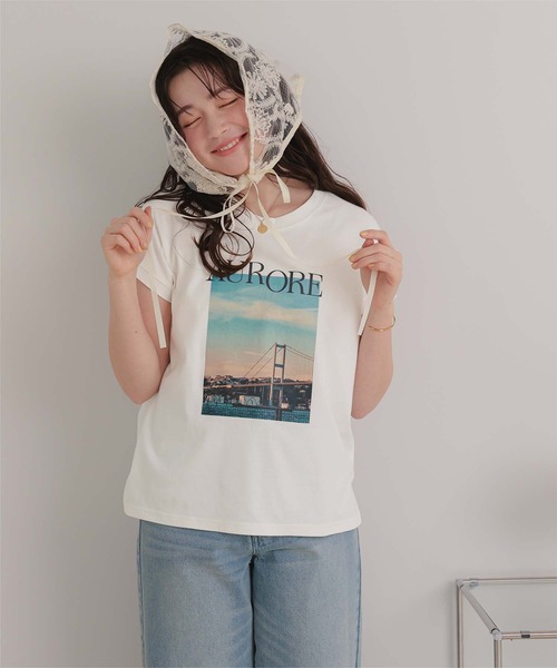 titivate(ティティベイト)の「汗染み防止フォトプリントフレンチスリーブトップス(Tシャツ/カットソー・レディース・ホワイト系その他/ホワイト/グレイッシュベージュ/チャコール/グレー・FREE)」の12枚目の写真