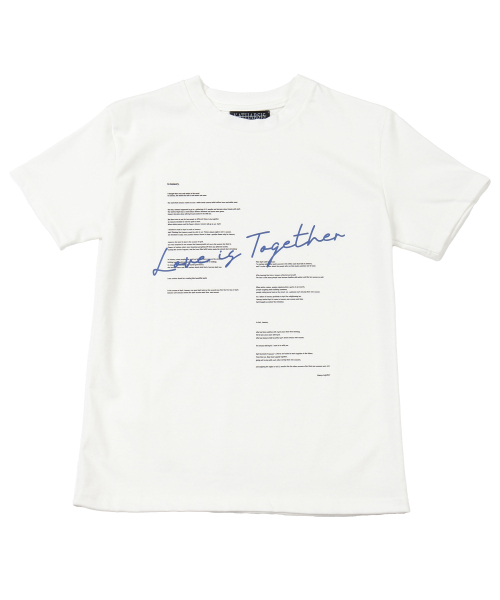 KATHARSIS（カタルシス）の「ラブイズトゥゲザー レタリングTシャツ ホワイト ONE SIZE（Tシャツ/カットソー・レディース・その他・ONE SIZE）」の2枚目の写真