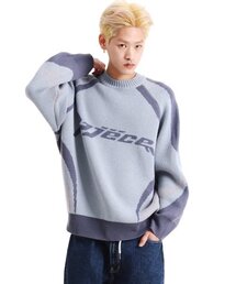 PIECE RACING KNIT SWEATER (GREY)