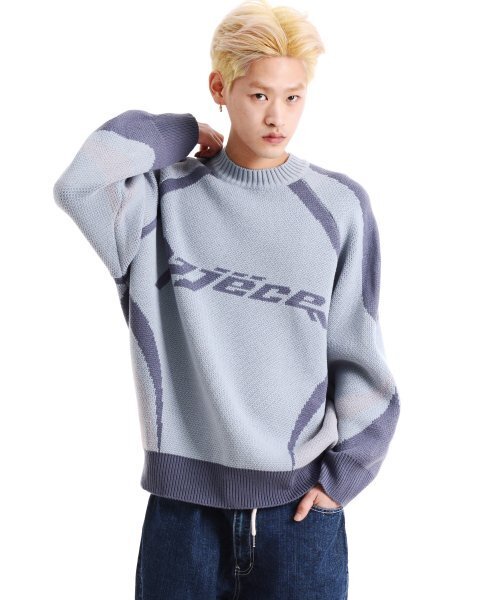 PIECE RACING KNIT SWEATER (GREY)（ニット/セーター）｜PIECEMAKER