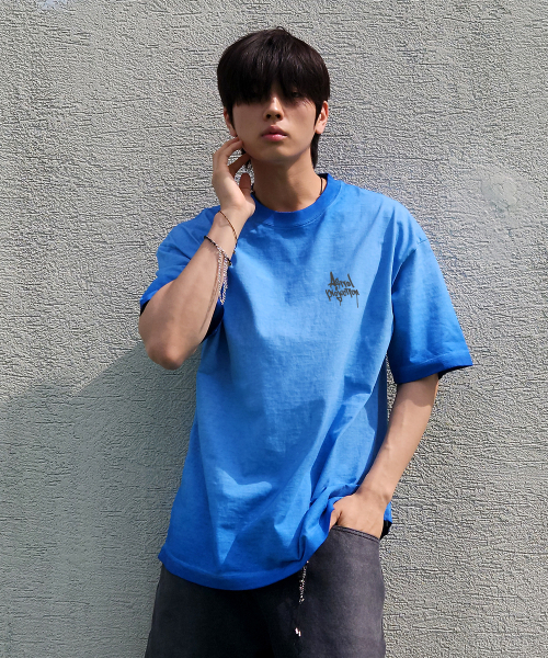 ASTRAL PROJECTION(アストラルプロジェクション)の「ペングラフィティレタリングピグメントルーズフィット半袖Tシャツ_ブルー(Tシャツ/カットソー・メンズ・その他・M/L/XL/XXL)」の4枚目の写真