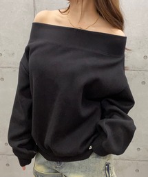 Tシャツ/カットソー（ブラック/黒色系・オフショルダー）ファッション