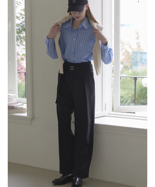 NONLOCAL(ノンローカル)の「High Waist Belted Pants - Black(スラックス・レディース・その他・M/S)」の2枚目の写真