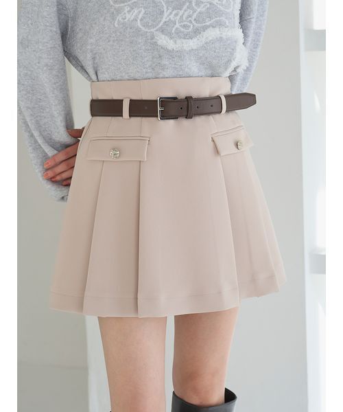 SNIDEL（スナイデル）の「ベルト付きプリーツミニスカート（スカート・レディース・グレー/ネイビー/ベージュ・1/0）」の11枚目の写真