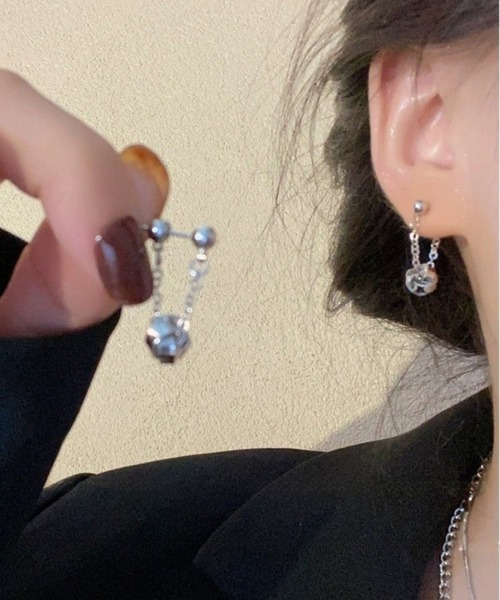 セール】YU-KA:ドロップチェーンフープピアス drop chain hoop pierce