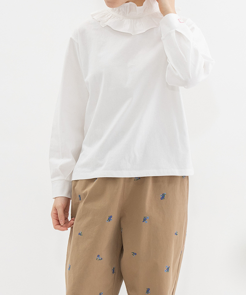 nop de nod(ノップドゥノッド)の「USコットンフリル衿カットソー(Tシャツ/カットソー・レディース・オフホワイト/ネイビー/ブラック・M)」の16枚目の写真