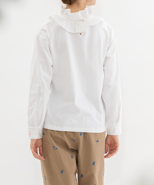 nop de nod(ノップドゥノッド)の「USコットンフリル衿カットソー(Tシャツ/カットソー・レディース・オフホワイト/ネイビー/ブラック・M)」の17枚目の写真