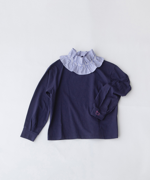 nop de nod(ノップドゥノッド)の「USコットンフリル衿カットソー(Tシャツ/カットソー・レディース・オフホワイト/ネイビー/ブラック・M)」の13枚目の写真