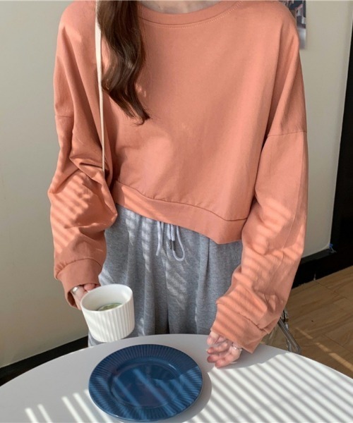 Ritzy(リッツィー)の「ショート丈 ドルマンスリーブトップス(Tシャツ/カットソー・レディース・ライトブルー/アイボリー/グリーン/オレンジ・FREE)」の4枚目の写真