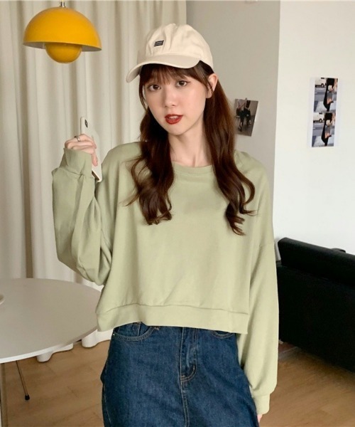 Ritzy(リッツィー)の「ショート丈 ドルマンスリーブトップス(Tシャツ/カットソー・レディース・ライトブルー/アイボリー/グリーン/オレンジ・FREE)」の16枚目の写真