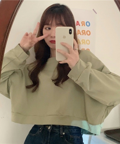 Ritzy(リッツィー)の「ショート丈 ドルマンスリーブトップス(Tシャツ/カットソー・レディース・ライトブルー/アイボリー/グリーン/オレンジ・FREE)」の20枚目の写真