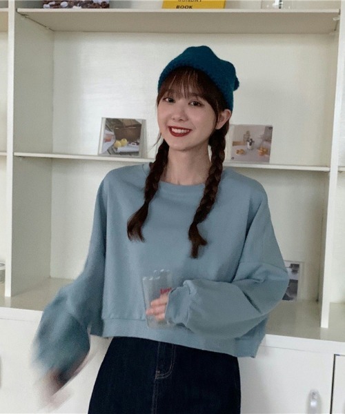 Ritzy(リッツィー)の「ショート丈 ドルマンスリーブトップス(Tシャツ/カットソー・レディース・ライトブルー/アイボリー/グリーン/オレンジ・FREE)」の10枚目の写真