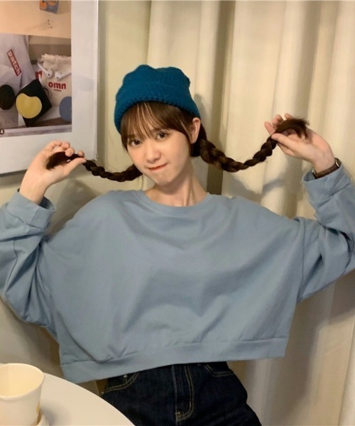 Ritzy(リッツィー)の「ショート丈 ドルマンスリーブトップス(Tシャツ/カットソー・レディース・ライトブルー/アイボリー/グリーン/オレンジ・FREE)」の12枚目の写真