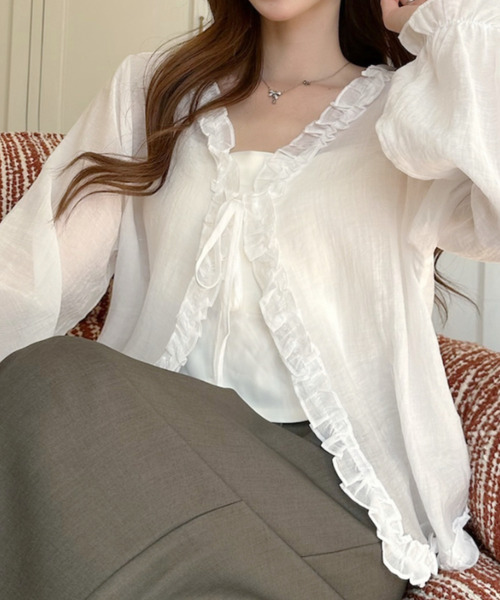 Ada.(エイダ)の「シアー フロントリボン フリル ブラウス(シャツ/ブラウス・レディース・ブラック/ライトブルー/ホワイト・FREE)」の19枚目の写真
