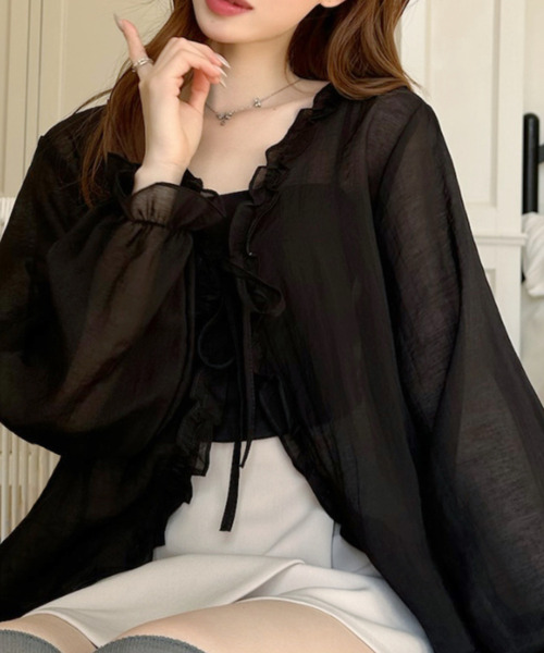 Ada.(エイダ)の「シアー フロントリボン フリル ブラウス(シャツ/ブラウス・レディース・ブラック/ライトブルー/ホワイト・FREE)」の10枚目の写真